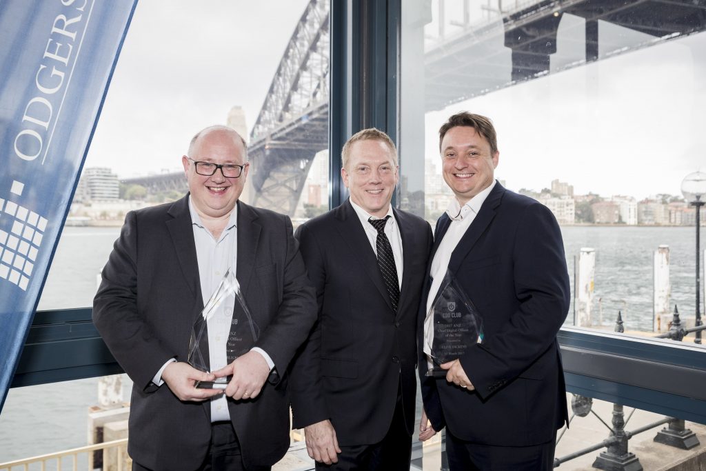 From left to right: Simon Bligh: CEO at Dun & Bradstreet (ANZ Chief Data Officer of the Year 2017); David Mathison: CEO of the CDO Club; Clive Dickens: CDO at Seven West Media (ANZ Chief Digital Officer of the Year).